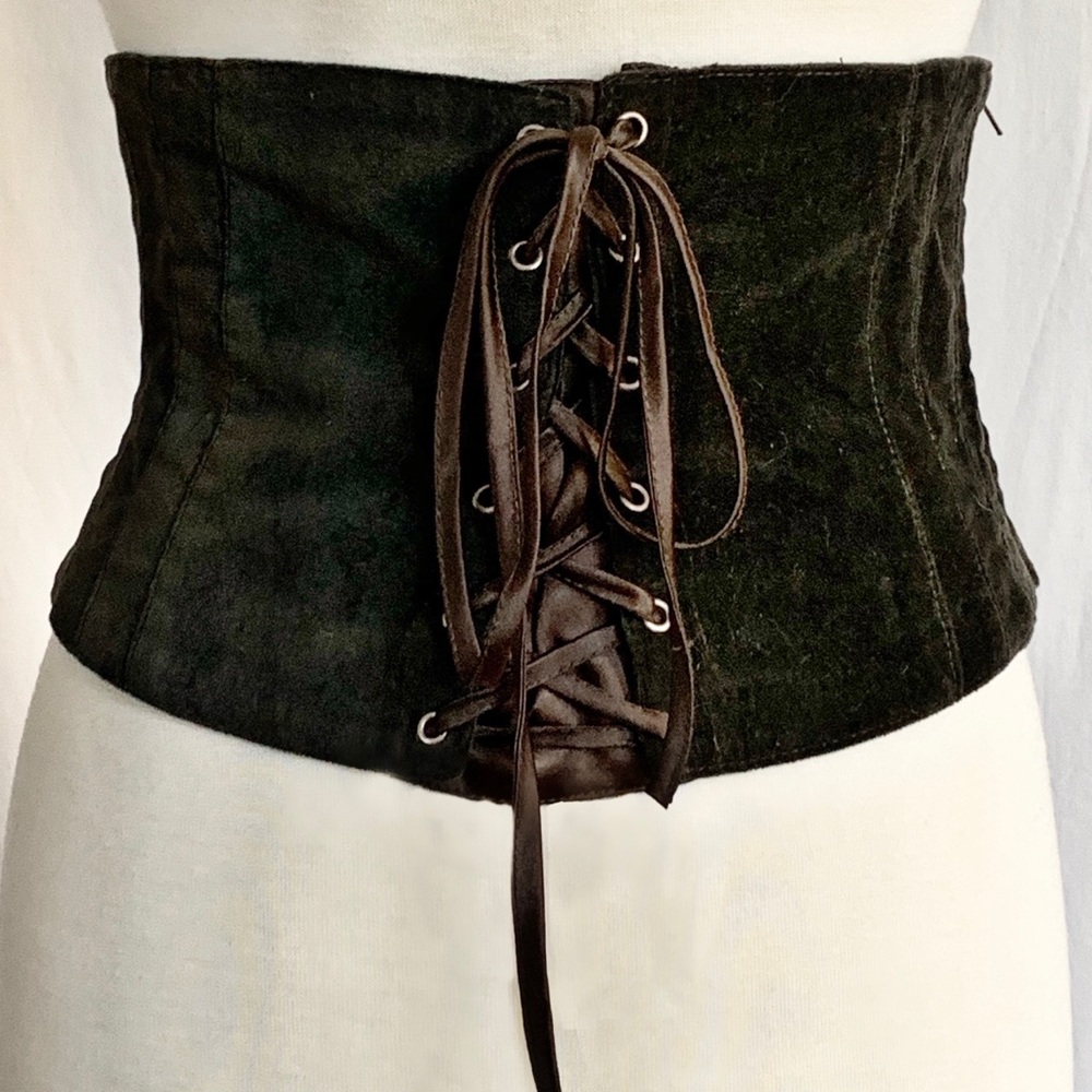 Deep Green Velvet Corset Belt